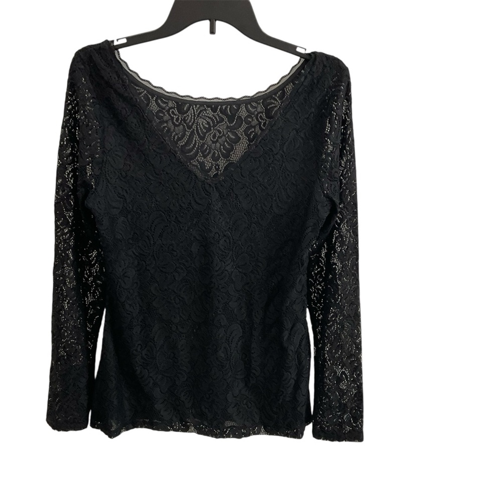 White House Black Market Black 3/4 Sleeve Lace Blouse